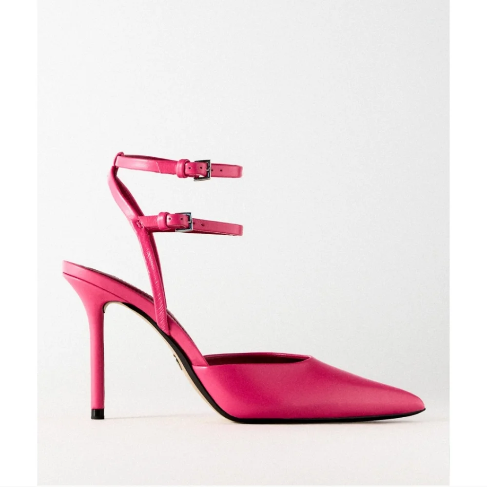 HEELED LEATHER SLINGBACKS SIZE 8 - Picture 2 of 10